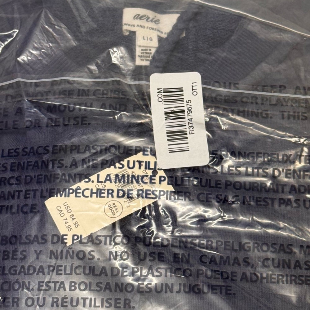 NWT(in packaging)Aerie Easy Street Sweatshirt Premium cotton Navy Blue - Picture 6 of 6